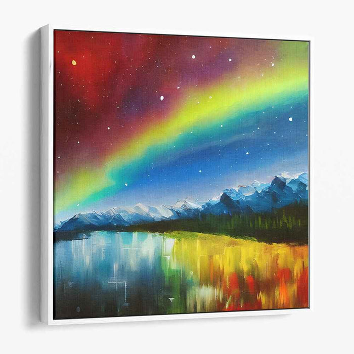 Aurora Borealis Symphony Peaks: Northern Lights Over Majestic Mountains Canvas Art Print