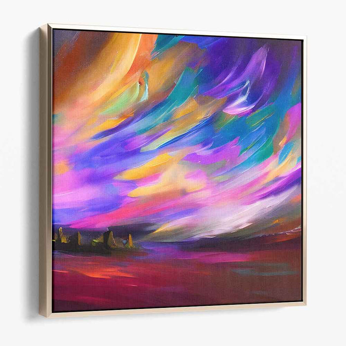 Colorful Dreamscape Horizon Painting: Vibrant Impressionist Sky Canvas Art Print