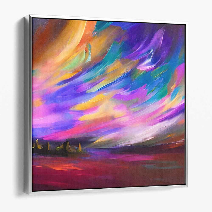 Colorful Dreamscape Horizon Painting: Vibrant Impressionist Sky Canvas Art Print