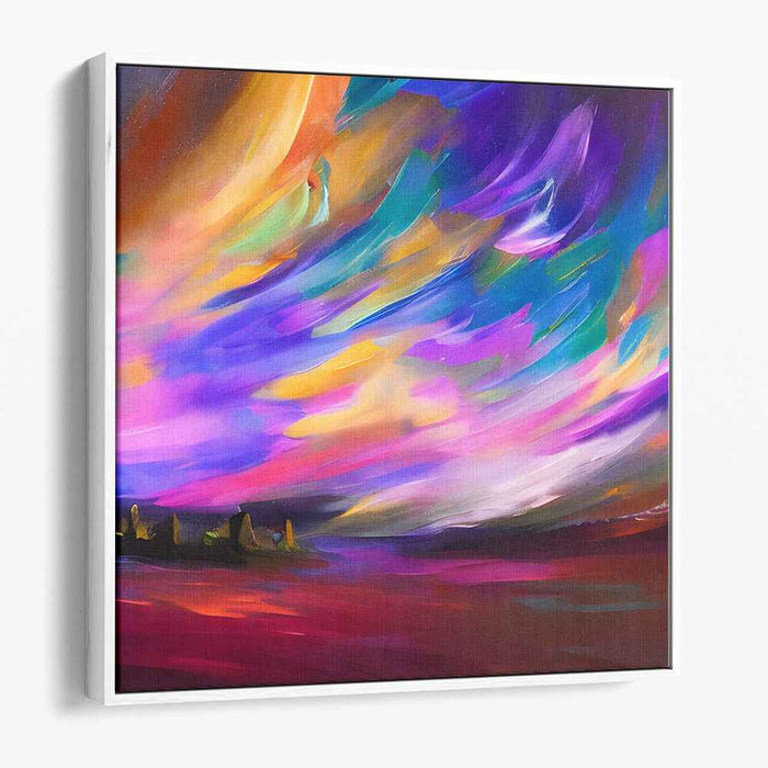 Colorful Dreamscape Horizon Painting: Vibrant Impressionist Sky Canvas Art Print