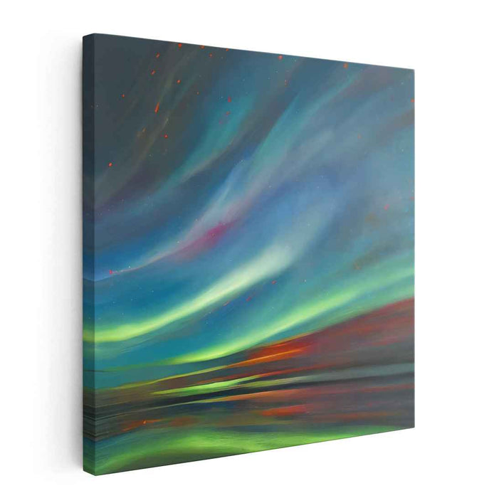 Aurora Brushstrokes Dance: Northern Lights Abstract Canvas Art Print