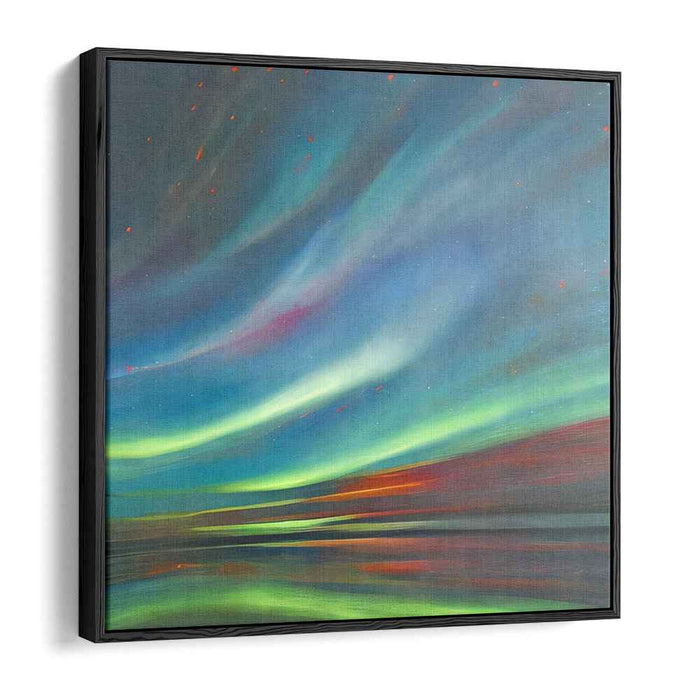 Aurora Brushstrokes Dance: Northern Lights Abstract Canvas Art Print