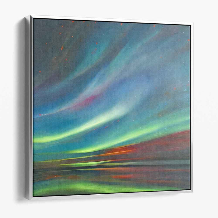 Aurora Brushstrokes Dance: Northern Lights Abstract Canvas Art Print