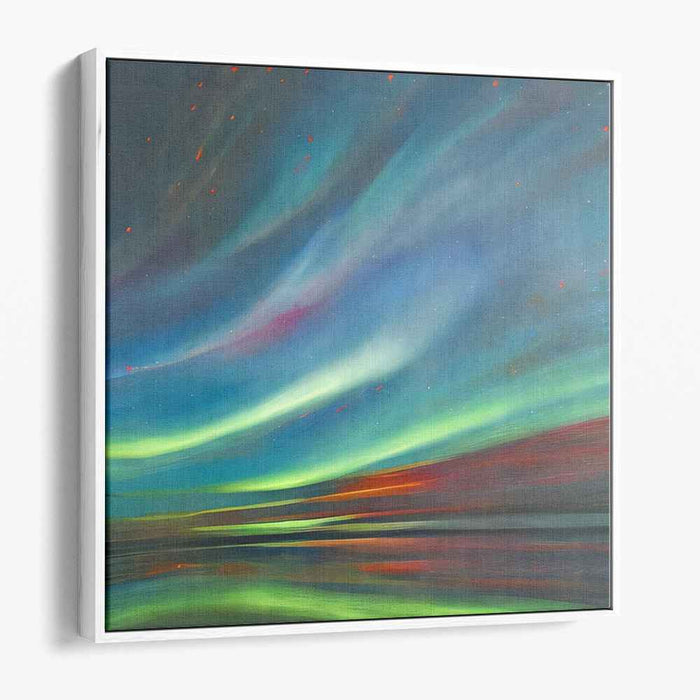 Aurora Brushstrokes Dance: Northern Lights Abstract Canvas Art Print