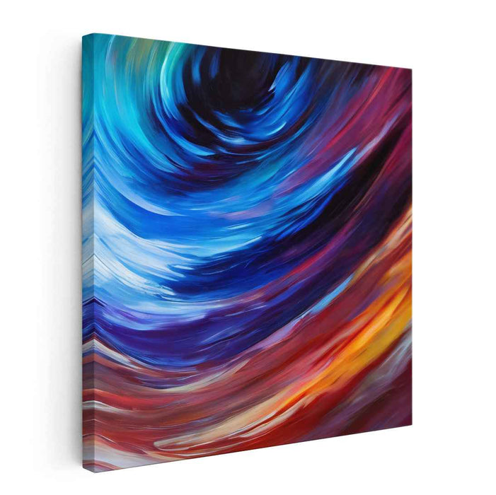 Cosmic Eddy: Abstract Expressionist Swirl of Vibrant Colors Canvas Art Print