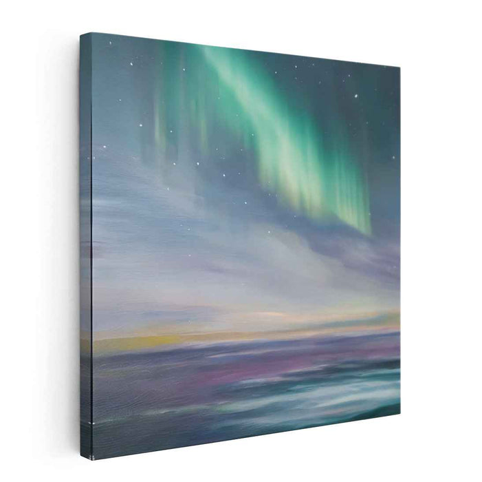 Aurora Dreams: Serene Northern Lights Over Tranquil Waters Canvas Art Print