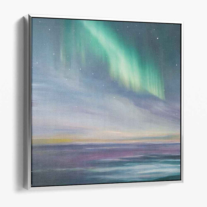 Aurora Dreams: Serene Northern Lights Over Tranquil Waters Canvas Art Print