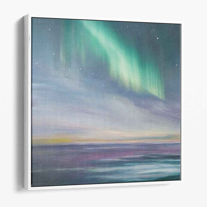 Aurora Dreams: Serene Northern Lights Over Tranquil Waters Canvas Art Print