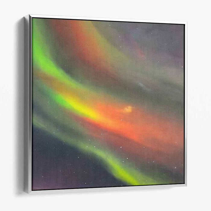 Luminous Night's Cosmic Dance: Aurora Borealis Night Sky Canvas Art Print