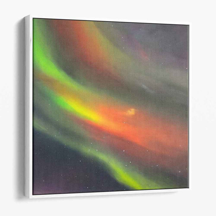 Luminous Night's Cosmic Dance: Aurora Borealis Night Sky Canvas Art Print