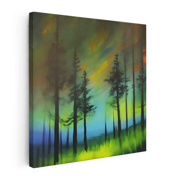 Enchanted Forest at Twilight: Mystical Abstract Landscape Canvas Art