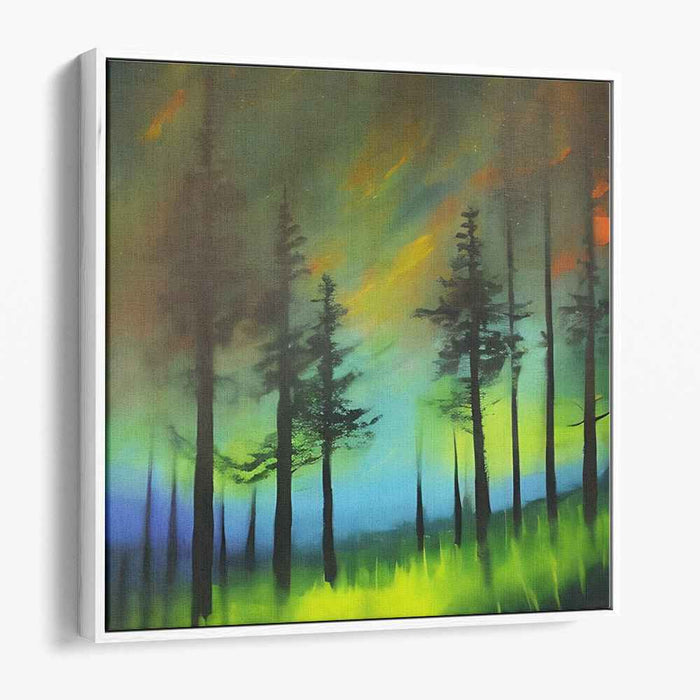 Enchanted Forest at Twilight: Mystical Abstract Landscape Canvas Art