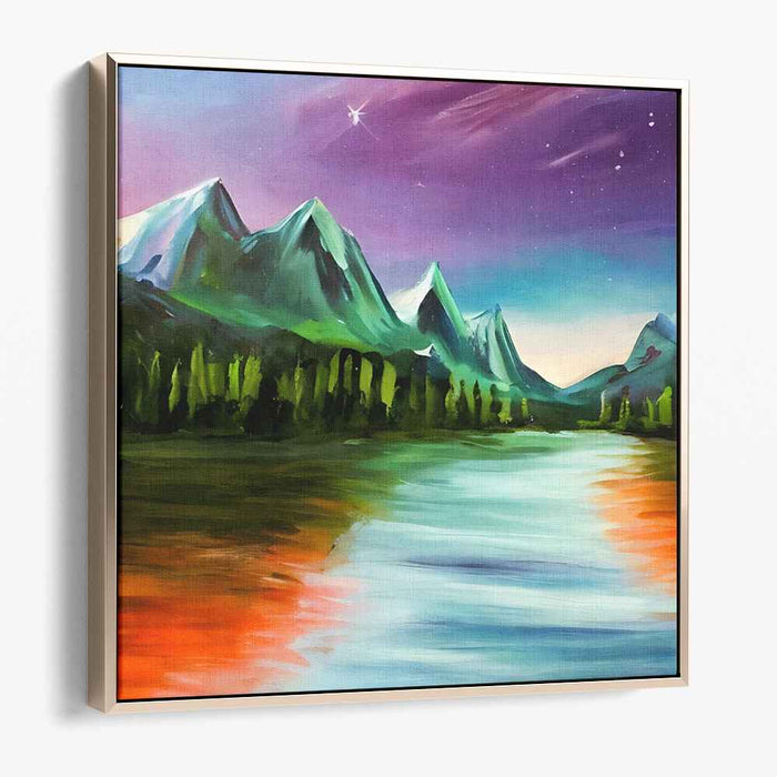 Majesty Peaks Merge: Enchanting Mountain Landscape Canvas Art Print