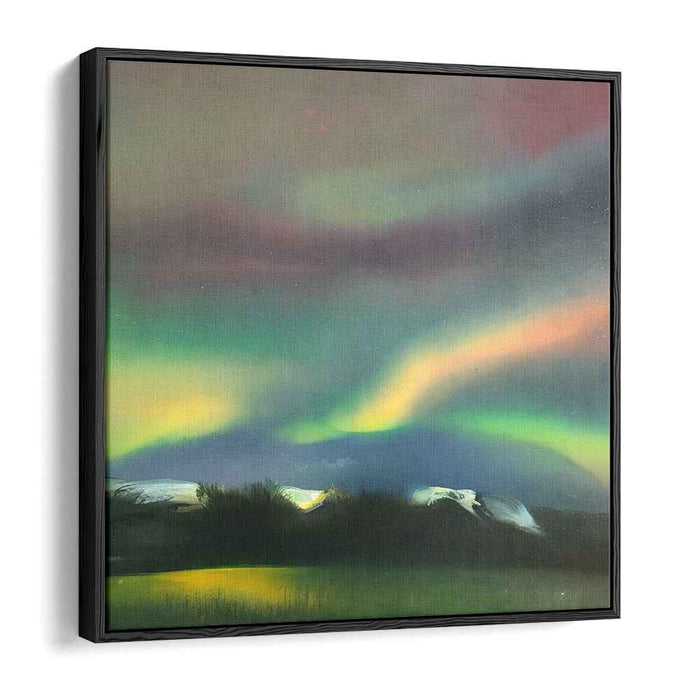 Aurora Whispers in Silent Night: Northern Lights Over Tranquil Landscape