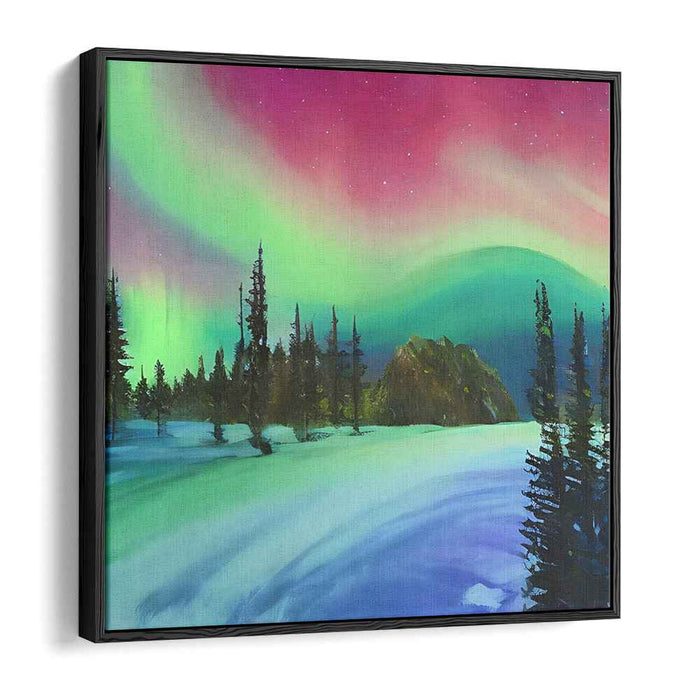 Aurora Majesty: Serene Winter Night Canvas Art Print