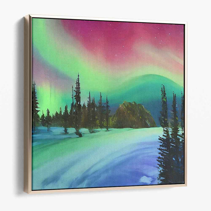 Aurora Majesty: Serene Winter Night Canvas Art Print