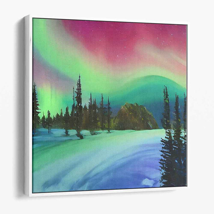 Aurora Majesty: Serene Winter Night Canvas Art Print