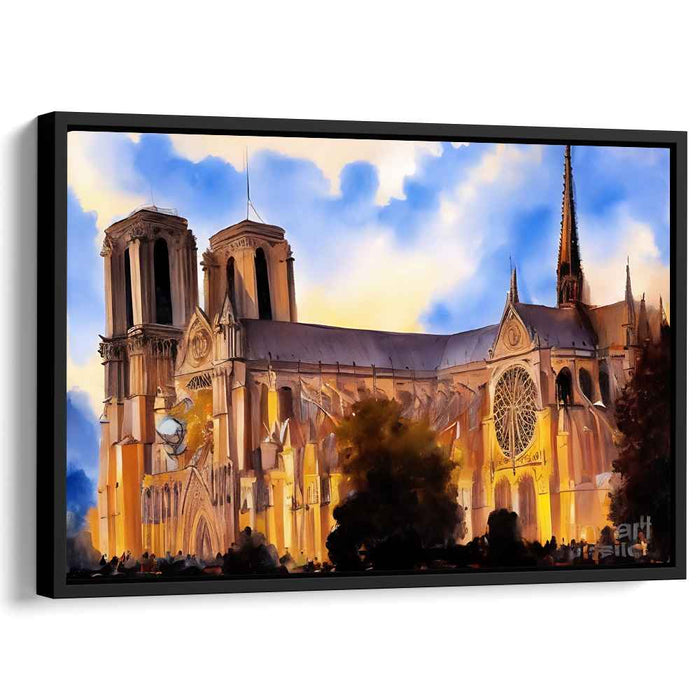 Misty Archways Legacy: Watercolor Impression of Notre Dame Cathedral