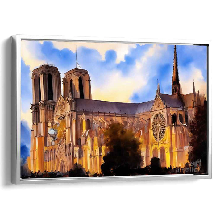 Misty Archways Legacy: Watercolor Impression of Notre Dame Cathedral