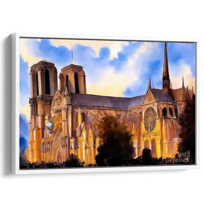 Misty Archways Legacy: Watercolor Impression of Notre Dame Cathedral