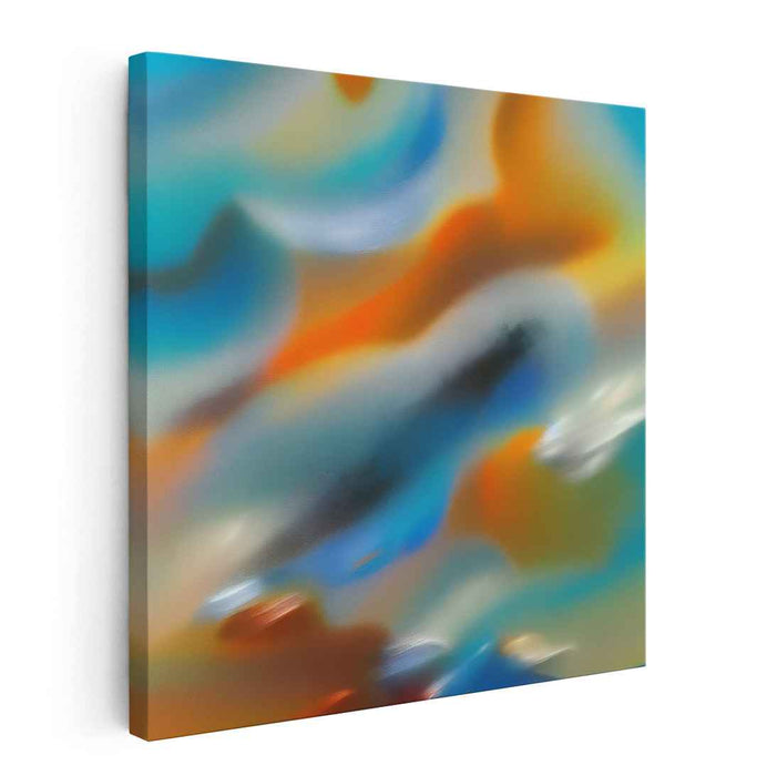 Whispering Sapphires Dance: Abstract Dreamscape in Vibrant Blues and Oranges