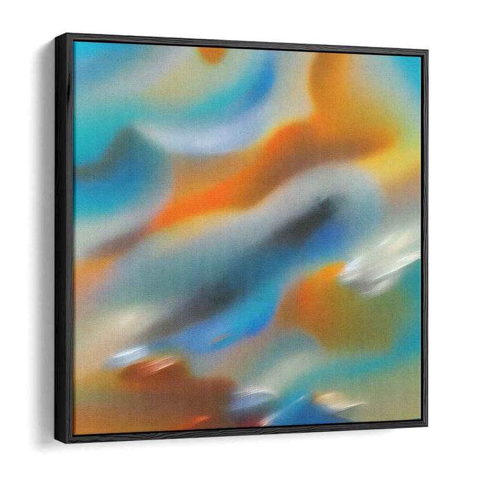 Whispering Sapphires Dance: Abstract Dreamscape in Vibrant Blues and Oranges