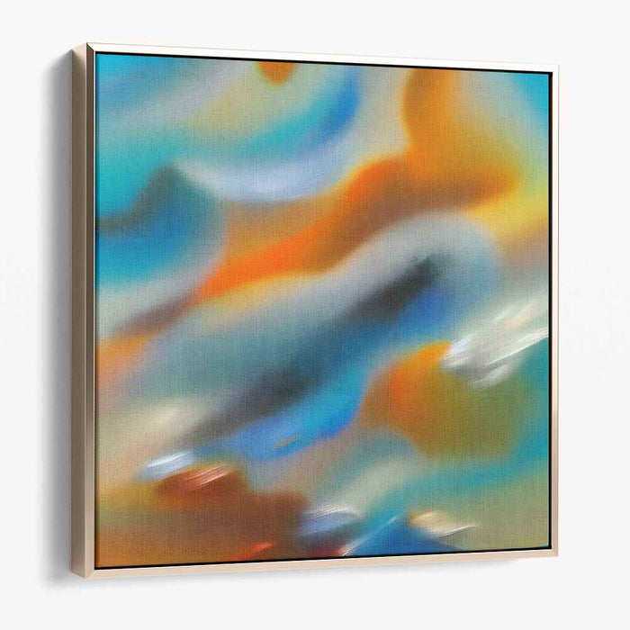 Whispering Sapphires Dance: Abstract Dreamscape in Vibrant Blues and Oranges