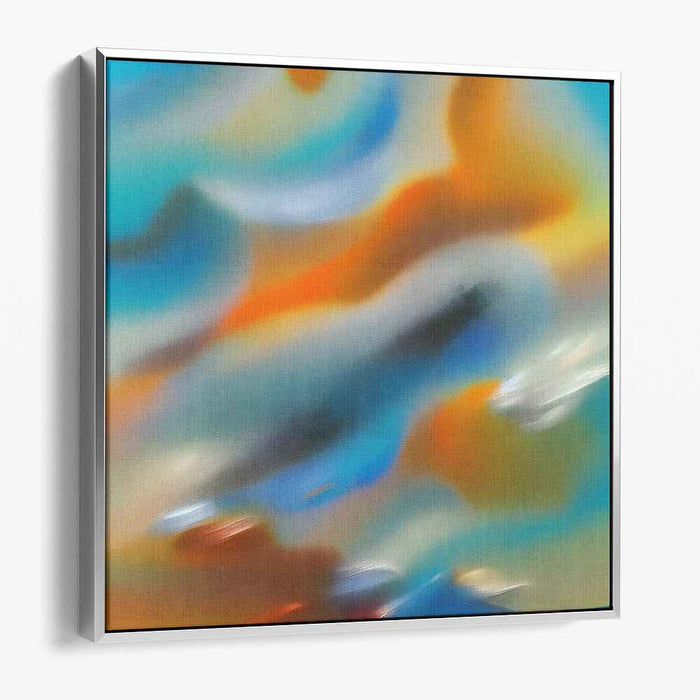 Whispering Sapphires Dance: Abstract Dreamscape in Vibrant Blues and Oranges