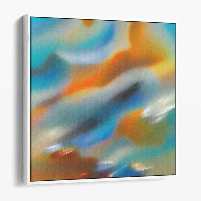 Whispering Sapphires Dance: Abstract Dreamscape in Vibrant Blues and Oranges