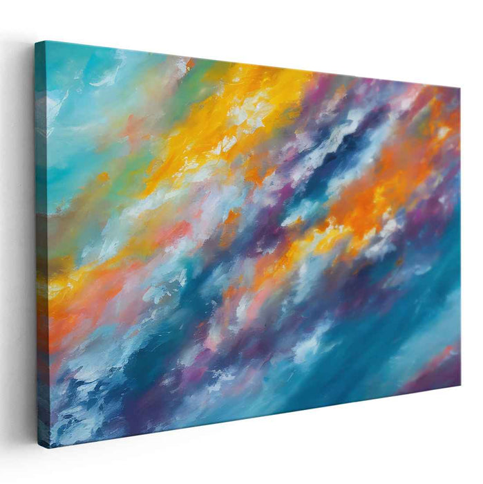 Vibrant Turquoise Symphony: Dynamic Abstract Expressionist Canvas Art Print