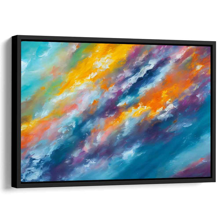 Vibrant Turquoise Symphony: Dynamic Abstract Expressionist Canvas Art Print