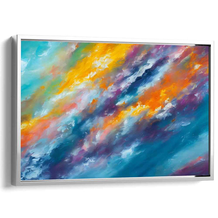 Vibrant Turquoise Symphony: Dynamic Abstract Expressionist Canvas Art Print