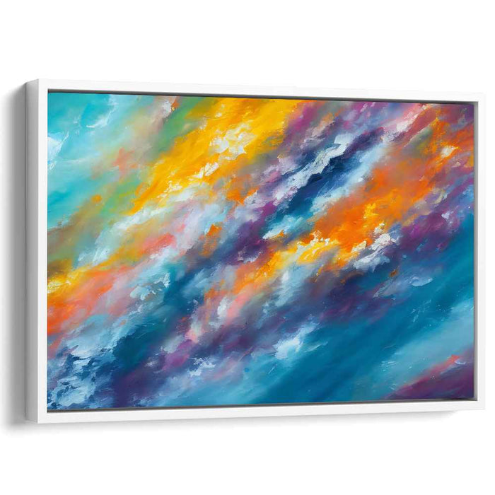 Vibrant Turquoise Symphony: Dynamic Abstract Expressionist Canvas Art Print