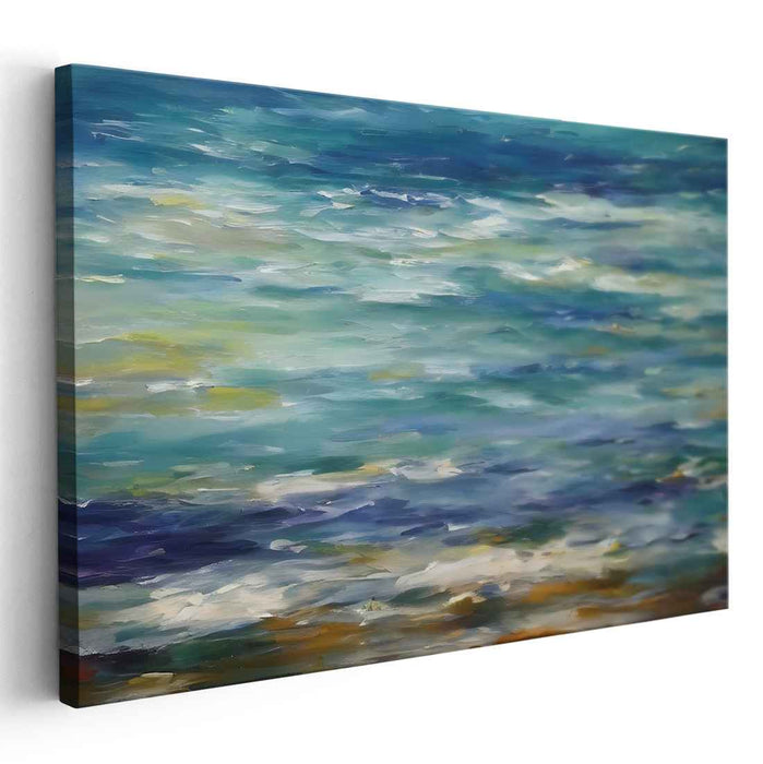 Blue Serenity Seascape: Impressionistic Blue Seascape Canvas Art