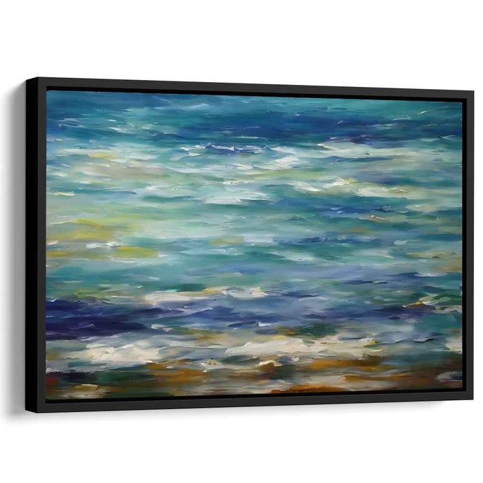 Blue Serenity Seascape: Impressionistic Blue Seascape Canvas Art