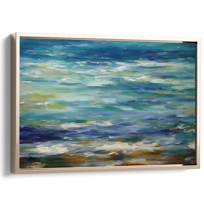 Blue Serenity Seascape: Impressionistic Blue Seascape Canvas Art