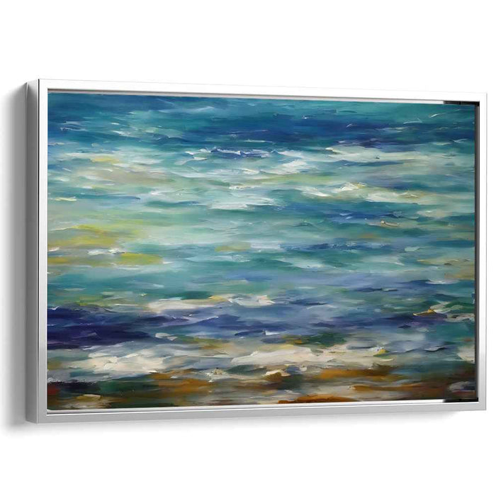 Blue Serenity Seascape: Impressionistic Blue Seascape Canvas Art