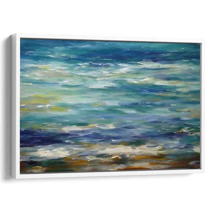 Blue Serenity Seascape: Impressionistic Blue Seascape Canvas Art