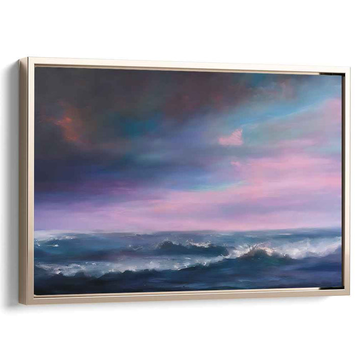 Mystic Seascape: Visionary Blue and Pink Ocean Waves Canvas Art