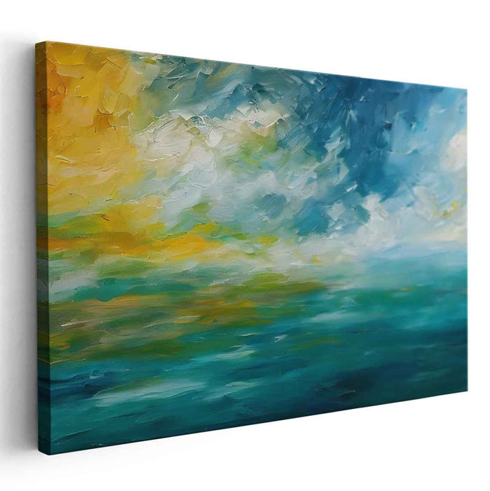 Ripple Horizon Symphony: Impressionist Ocean and Sky Canvas Art Print