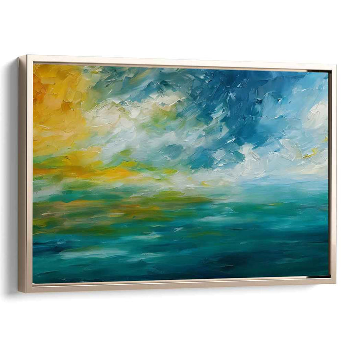 Ripple Horizon Symphony: Impressionist Ocean and Sky Canvas Art Print