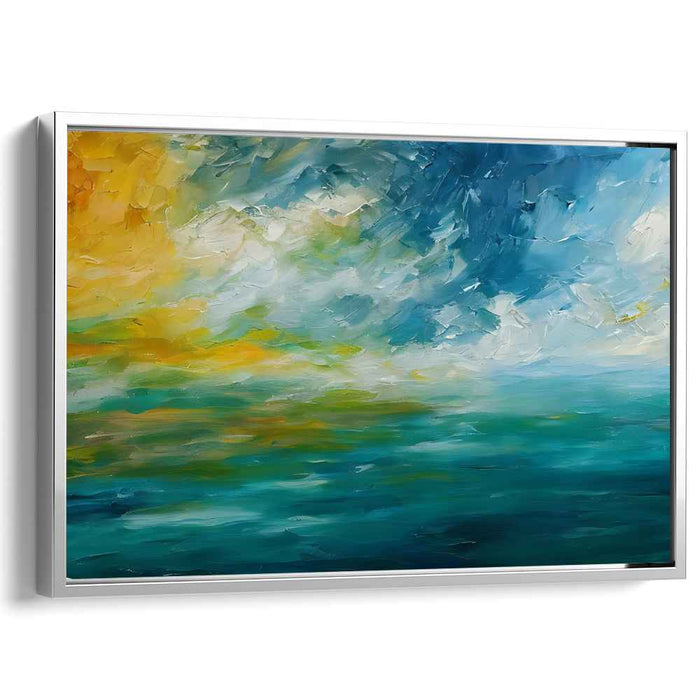 Ripple Horizon Symphony: Impressionist Ocean and Sky Canvas Art Print