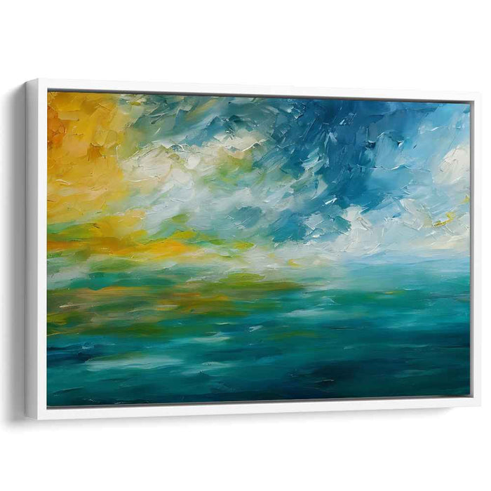 Ripple Horizon Symphony: Impressionist Ocean and Sky Canvas Art Print