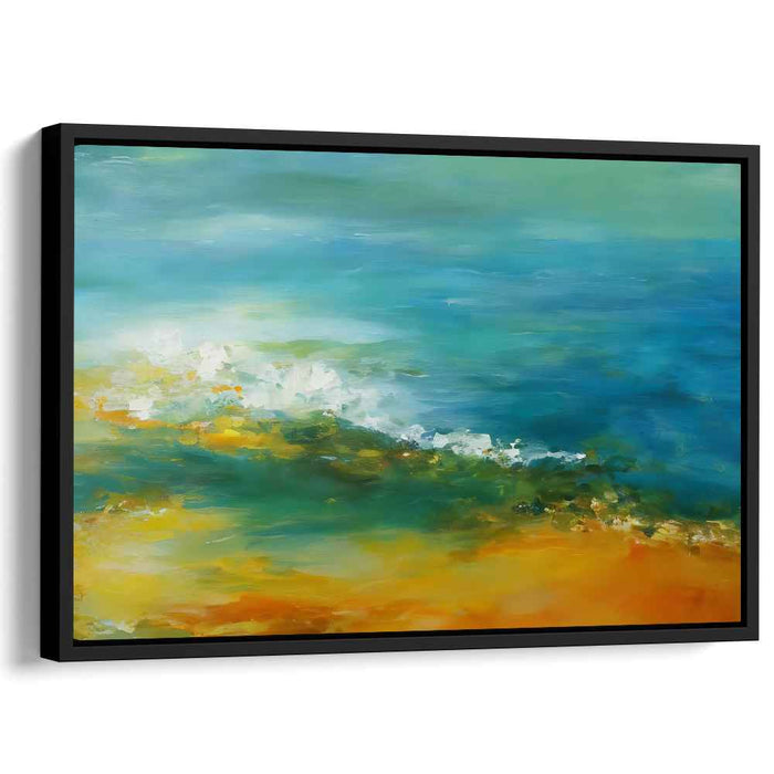 Aqua Mist Haven: Impressionist Coastal Landscape Canvas Art Print