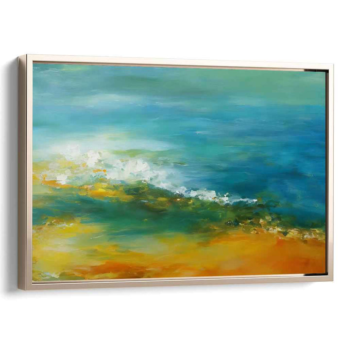 Aqua Mist Haven: Impressionist Coastal Landscape Canvas Art Print
