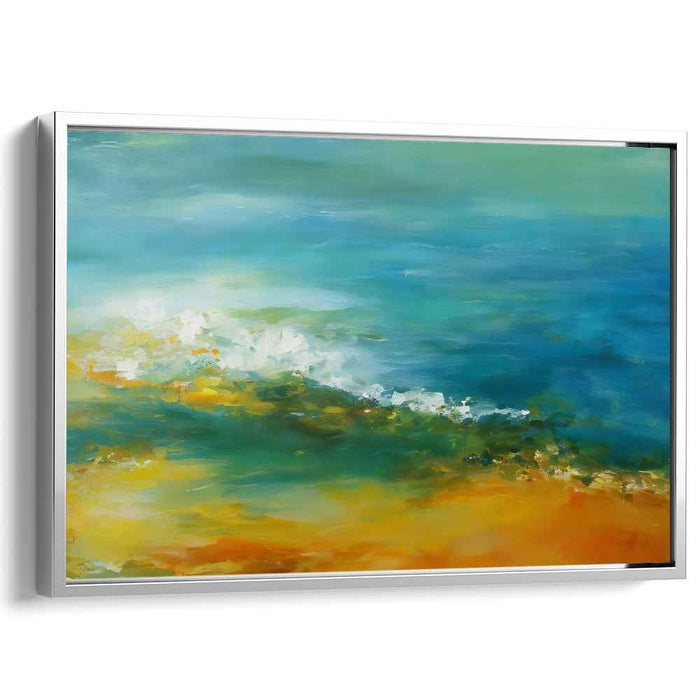 Aqua Mist Haven: Impressionist Coastal Landscape Canvas Art Print