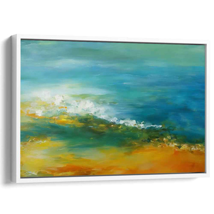 Aqua Mist Haven: Impressionist Coastal Landscape Canvas Art Print