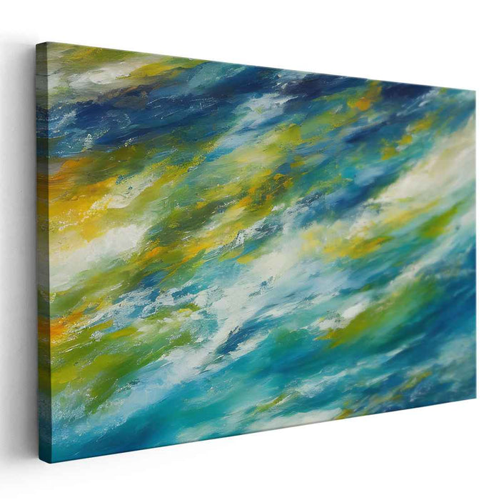 Rhythmic Tides Abstract: Abstract Impressionist Sea Waves Canvas Art Print