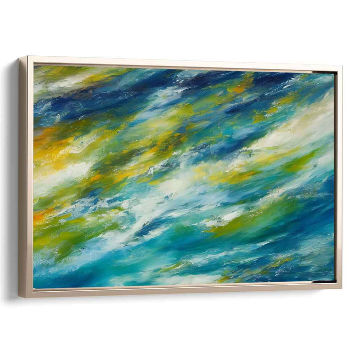 Rhythmic Tides Abstract: Abstract Impressionist Sea Waves Canvas Art Print