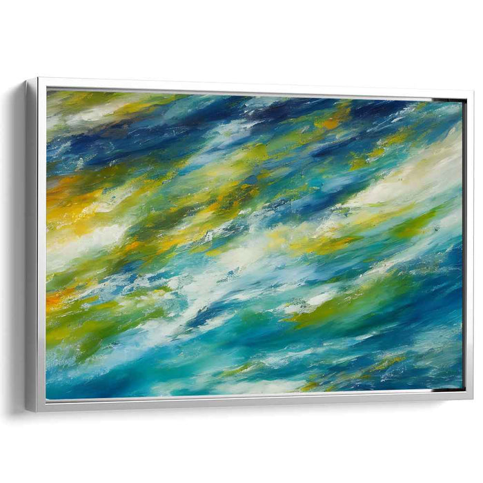 Rhythmic Tides Abstract: Abstract Impressionist Sea Waves Canvas Art Print